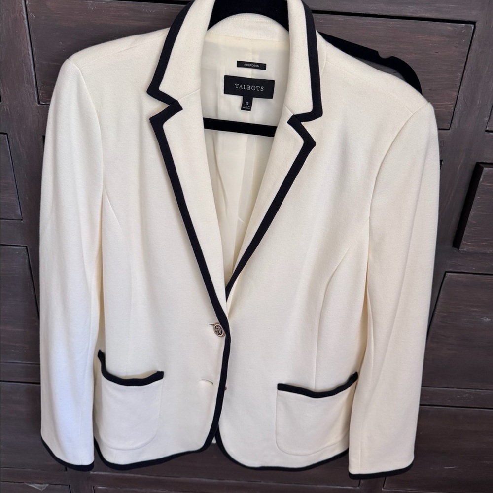 Talbots Cream Blazer with Black Accents